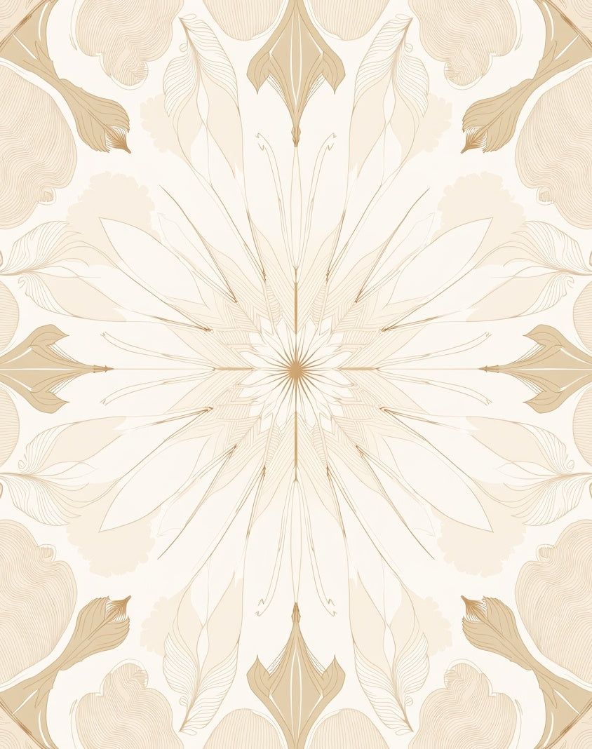 Floral Mandala Inspired Line Art Design Rug