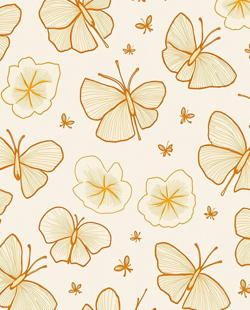 Delicate Butterfly and Flower Pattern Rug