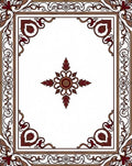 Ornate Maroon Floral Border Medallion Rug