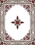 Ornate Maroon Floral Border Medallion Rug