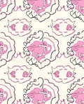 Playful Pink Black Swirling Cloud Design Rug
