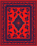 Bold Floral Border With Geometric Accents Rug