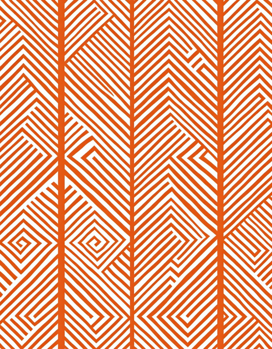 Bold Orange Geometric Labyrinth Pattern Rug
