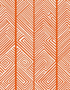 Bold Orange Geometric Labyrinth Pattern Rug