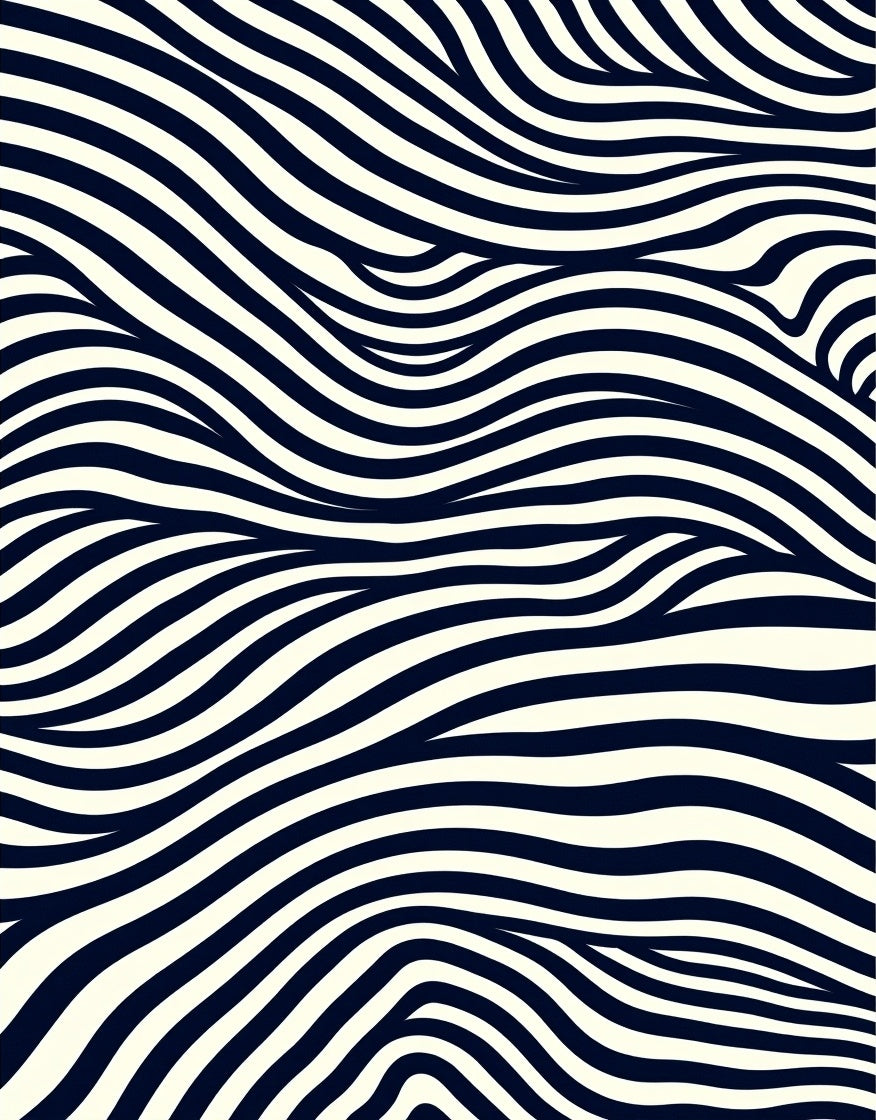 Classic Black Cream Wavy Lines Rug