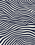 Classic Black Cream Wavy Lines Rug