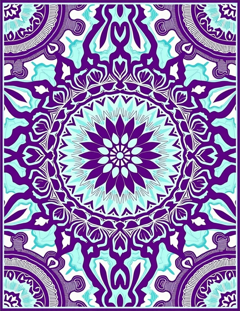 Intricate Mandala Patterned Violet Rug