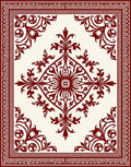 Deep Red Vintage Floral Border Rug
