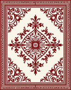 Deep Red Vintage Floral Border Rug