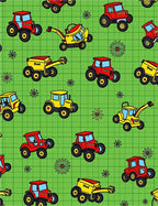 Red and Yellow Tractor Farm Pattern Rug