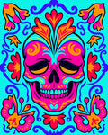Vibrant Pink Skull Floral Border Rug