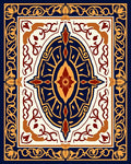 Intricate Navy Gold Medallion Design Rug