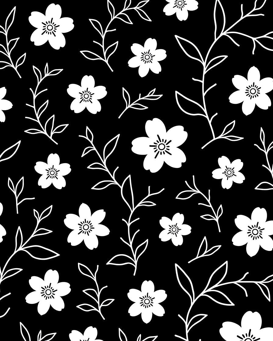 White floral vine pattern Rug