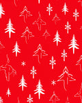 Red Winter Tree Snowflake Sketch Rug