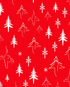 Red Winter Tree Snowflake Sketch Rug