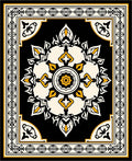 Black Yellow Floral Medallion Rug