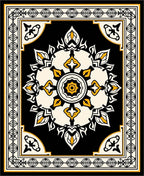 Black Yellow Floral Medallion Rug