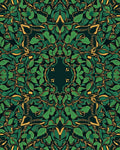 Emerald Green Gold Botanical Pattern Rug