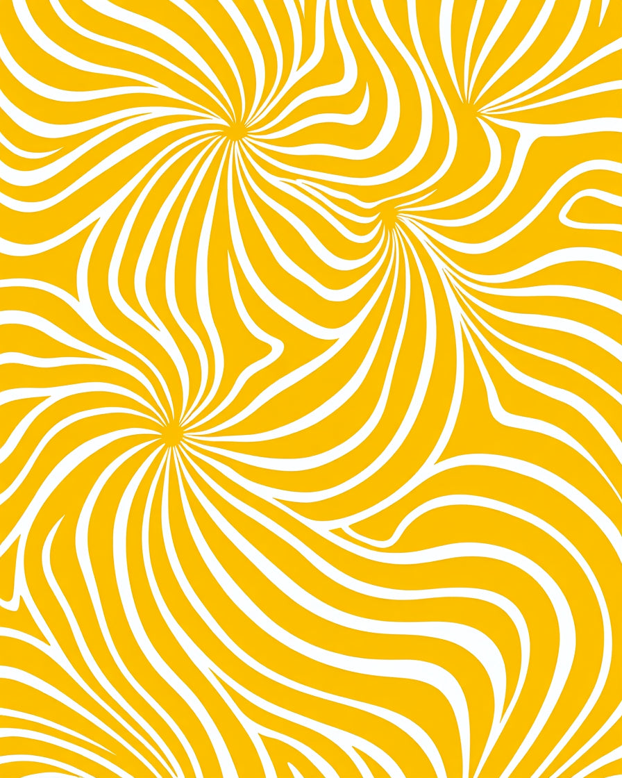 Swirling Yellow White Abstract Lines Rug