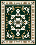 Emerald Gold Intricate Floral Pattern Rug