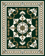 Emerald Gold Intricate Floral Pattern Rug