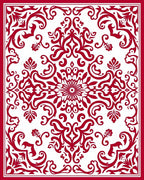 Classic Red Floral Damask Pattern Rug