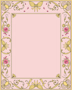Pink and Yellow Floral Bow Motif Rug