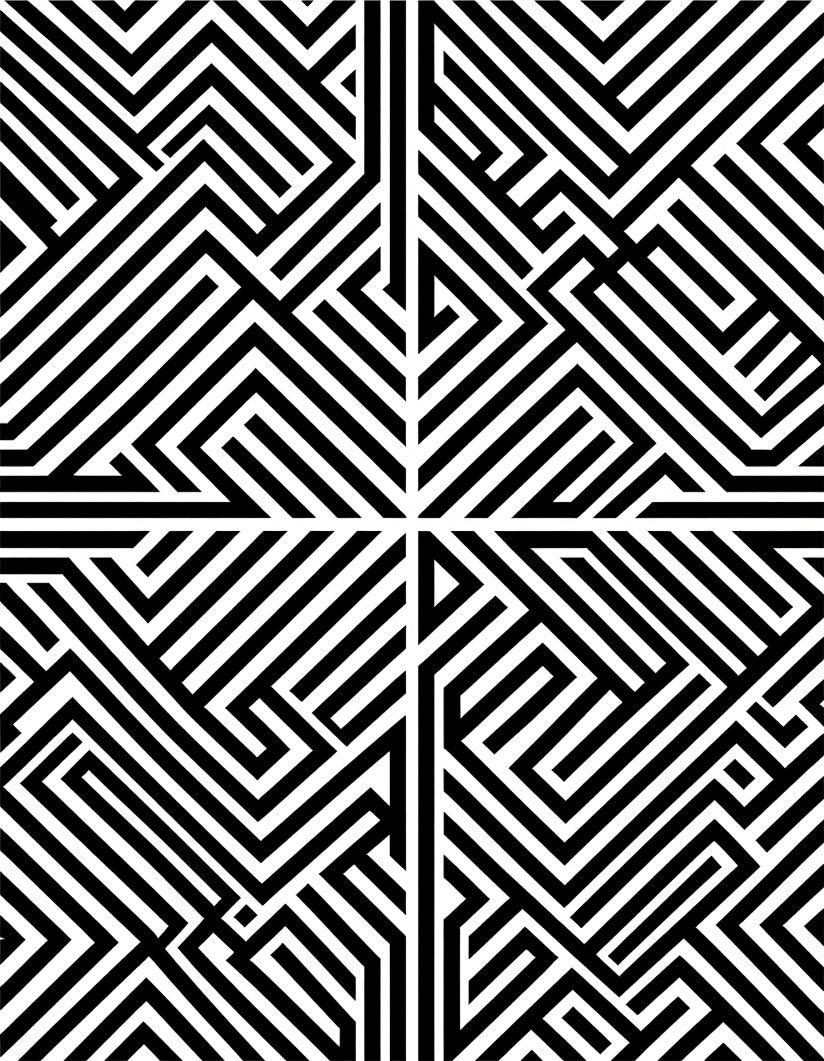 Bold Labyrinth Geometric Line Art Rug