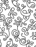 Whimsical Black Flourish Pattern Rug