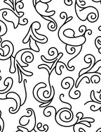 Whimsical Black Flourish Pattern Rug