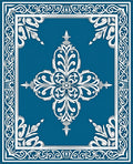 Ornate White Floral Blue Medallion Rug