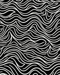 Black White Flowing Lines Pattern Rug