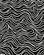 Black White Flowing Lines Pattern Rug