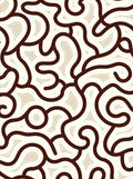Brown White Swirling Organic Pattern Rug