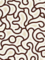 Brown White Swirling Organic Pattern Rug