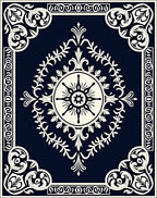 Elegant Dark Floral Motif Rug