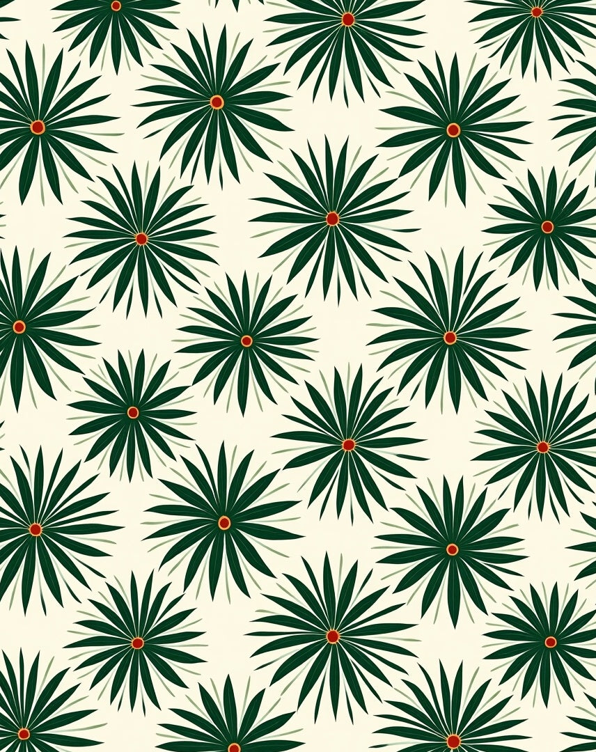 Green Starburst Floral Pattern Rug