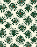 Green Starburst Floral Pattern Rug