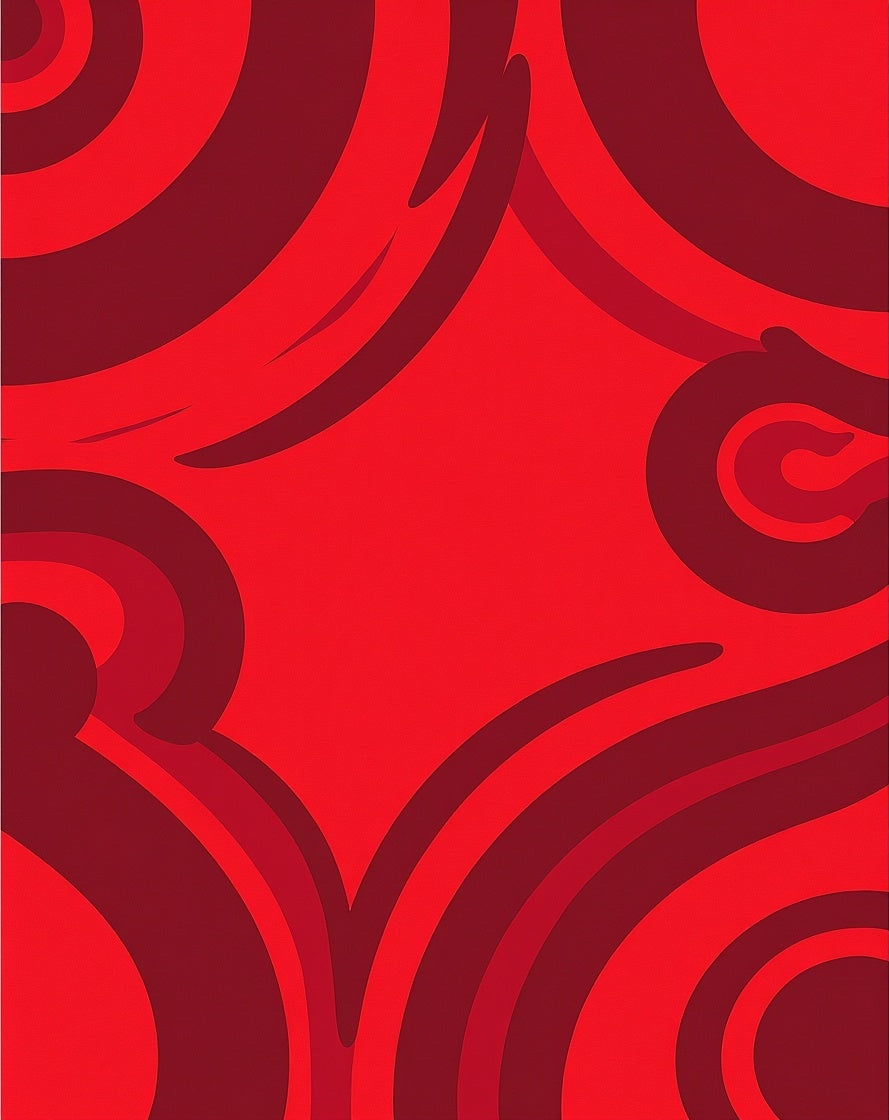 Bold Red Swirl Abstract Design Rug