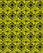 Bold Yellow Abstract Tile Pattern Rug