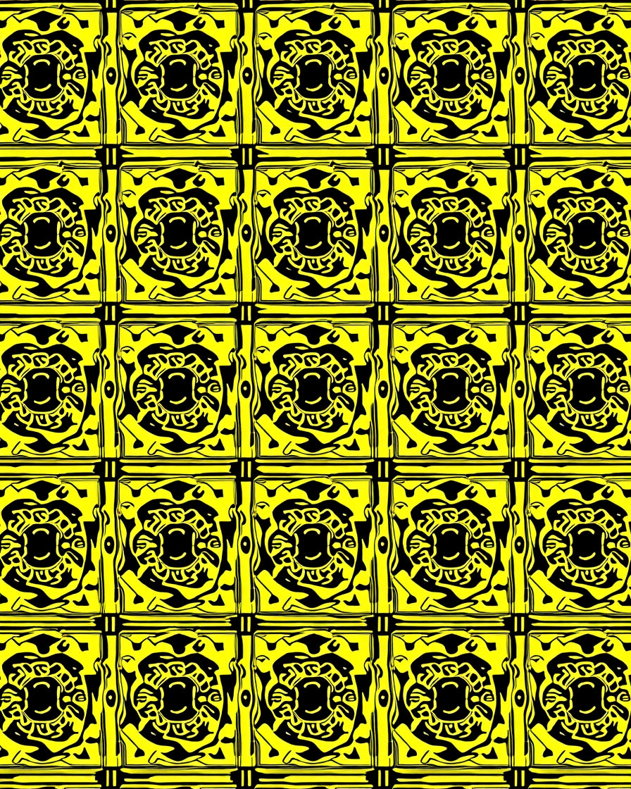 Bold Yellow Abstract Tile Pattern Rug