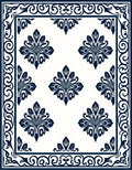 Classic Damask Floral Border Pattern Rug