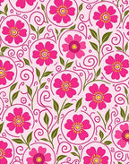 Pink Floral Swirl Pattern Design Rug
