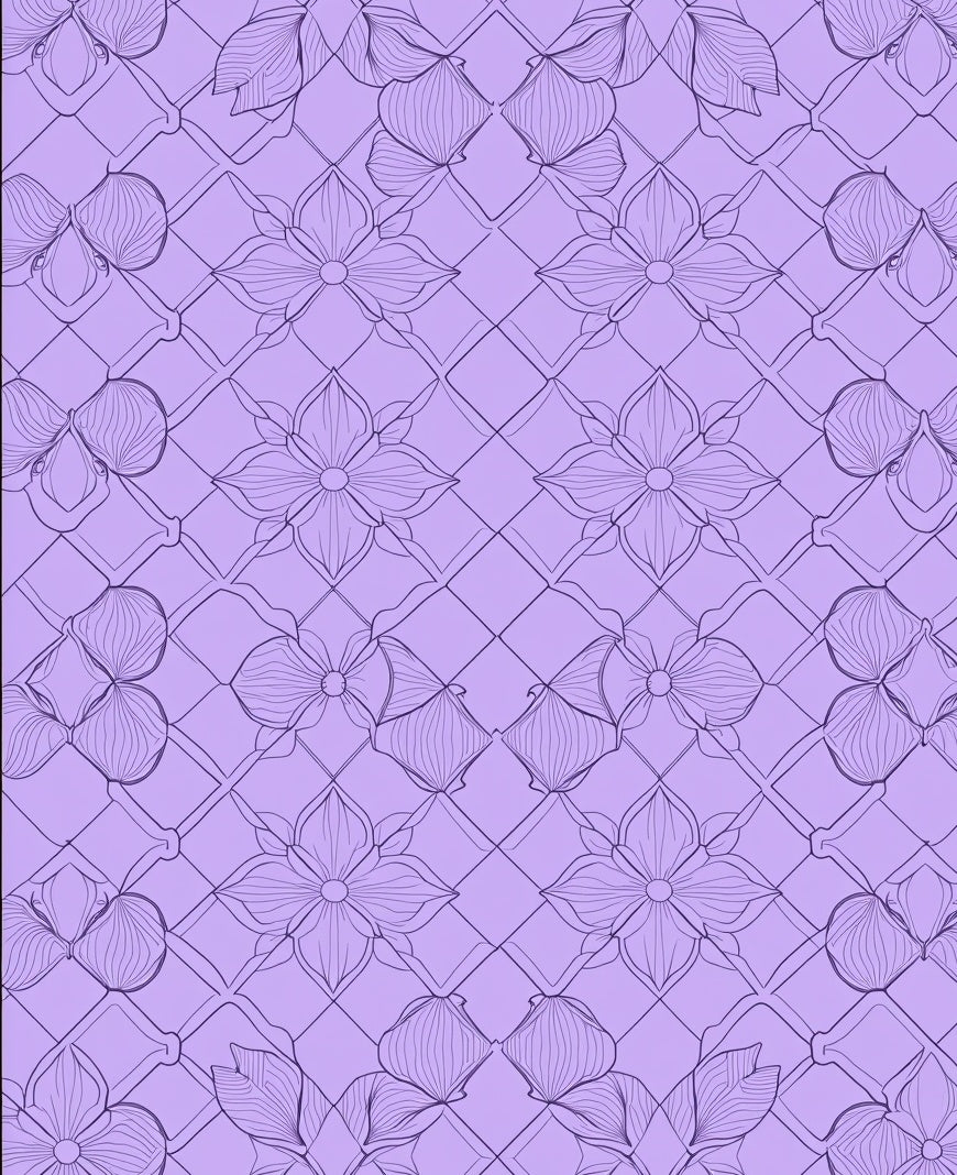 Lilac Floral Lattice Print Design Rug