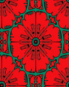Bold Red and Teal Floral Design Rug
