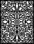 Intricate Black Scrollwork Pattern Rug