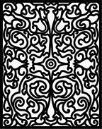 Intricate Black Scrollwork Pattern Rug