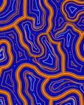 Abstract Blue Orange Contour Pattern Rug