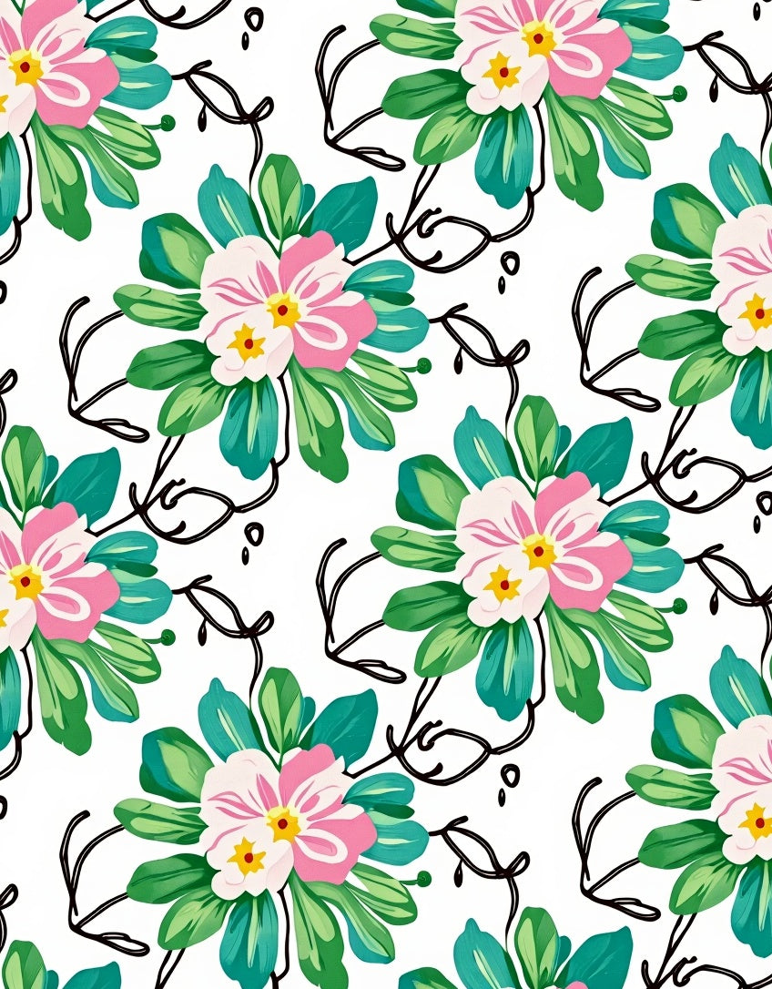 Bushes and Blossoms With Swirls Rug
