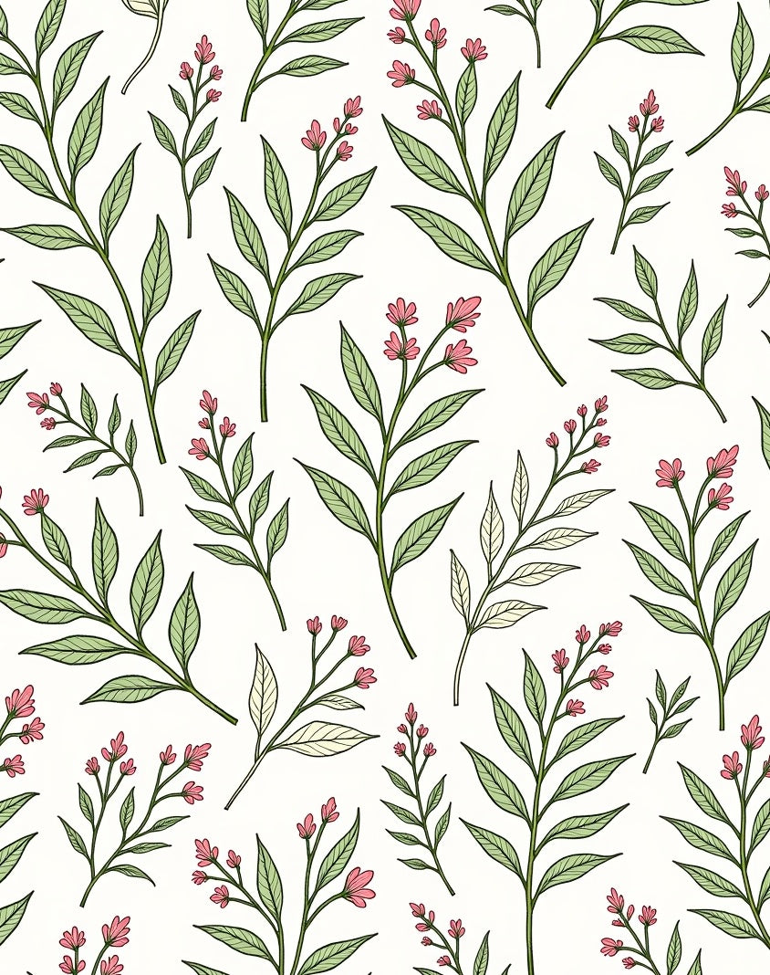 Delicate Botanical Branch Pattern Rug